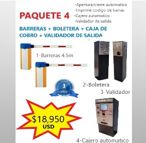 paquete 4 con cajero automatico para estacionamiento